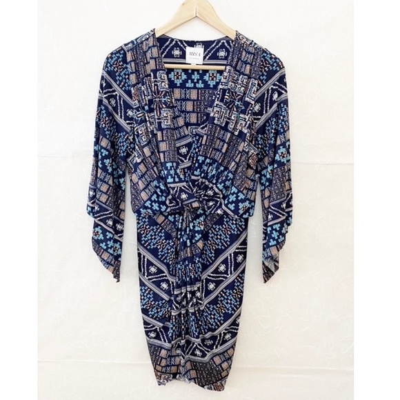 MISA Teget Twist Knot Geometric Print Bodycon Mini Dress - Picture 4 of 9